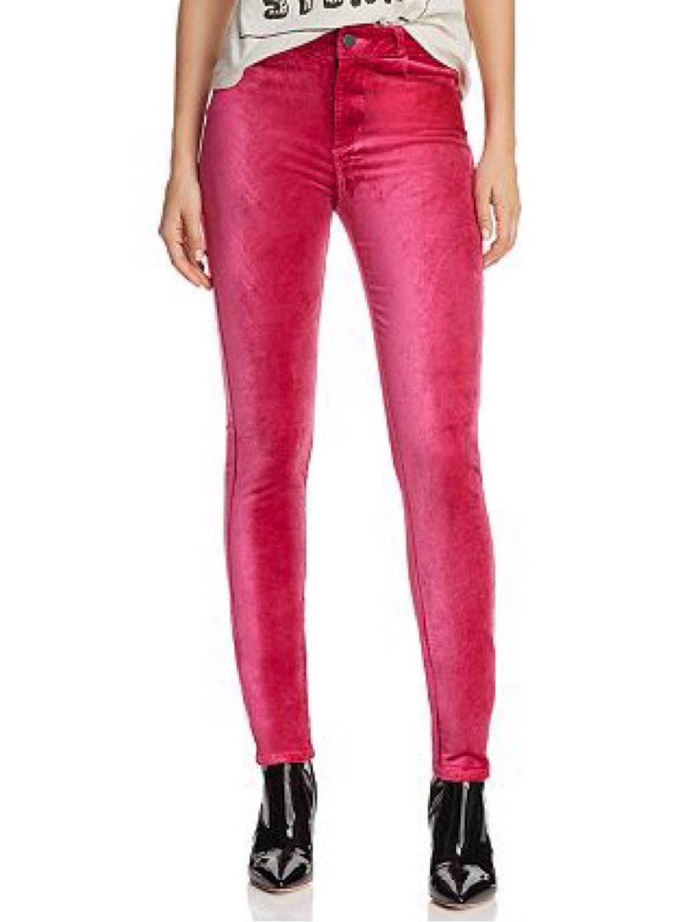 PAIGE Pink Velvet Skinny Pants